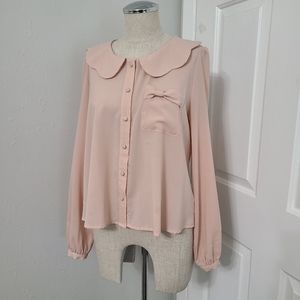 Forever 21 pink long sleeve top size M  *N2